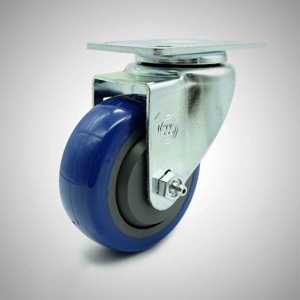 3.5 Inch SS Blue Polyurethane Wheel Swivel Top Plate Caster